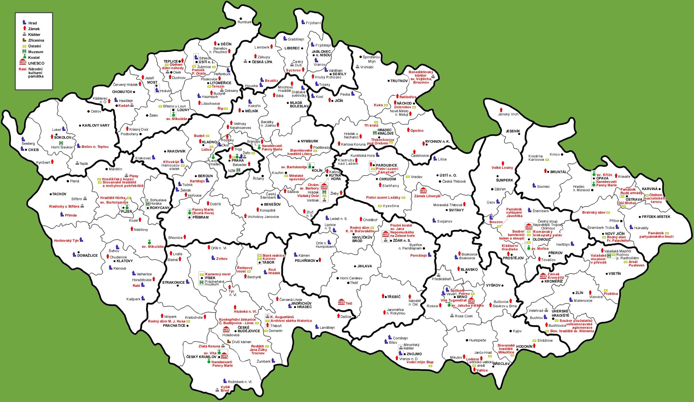 Карта чехии с городами на русском языке