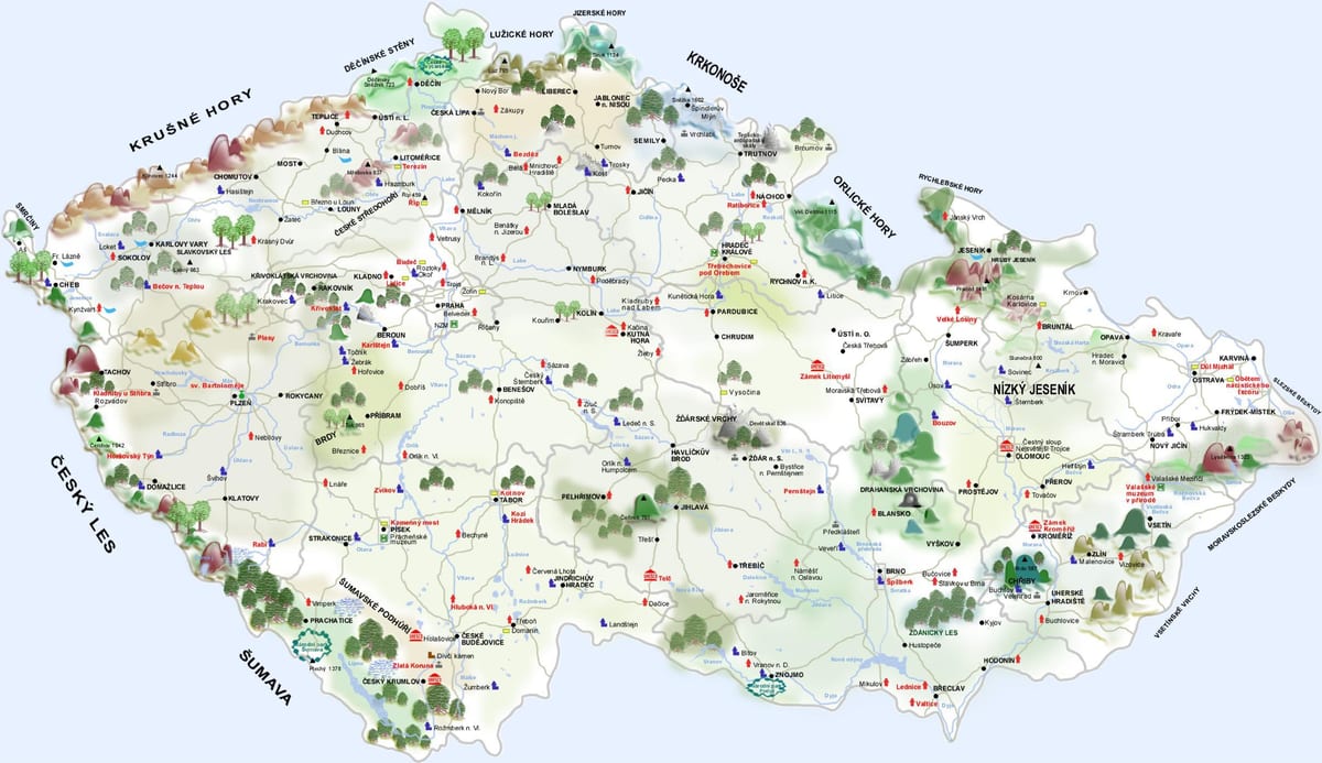 замки в Чехии карта