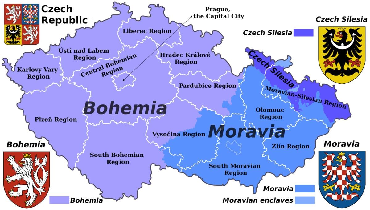 карта Моравия Чехия