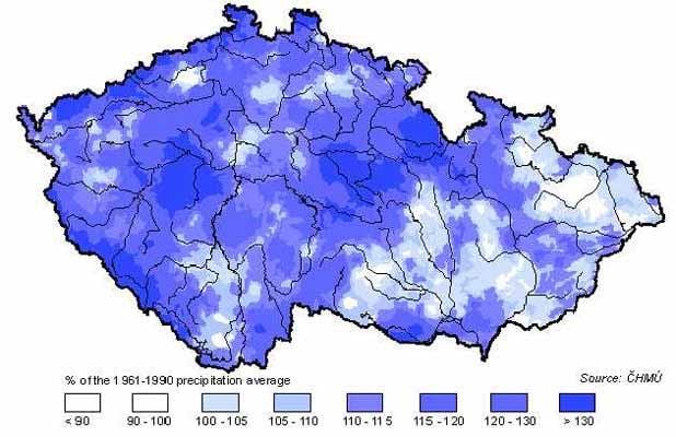 Дождь Чехии на карте