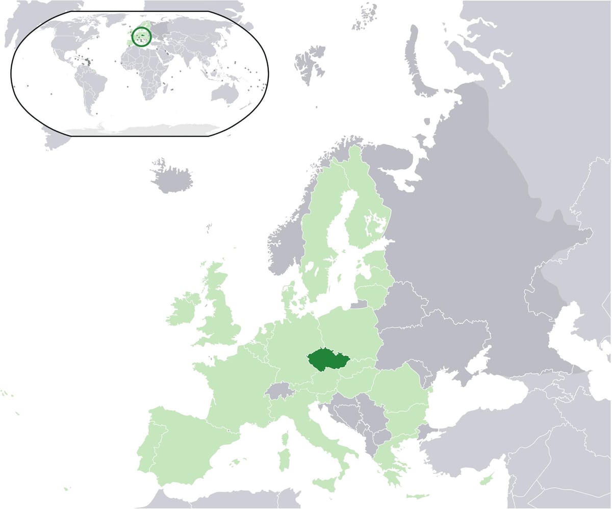 на карте Европы в Чехии