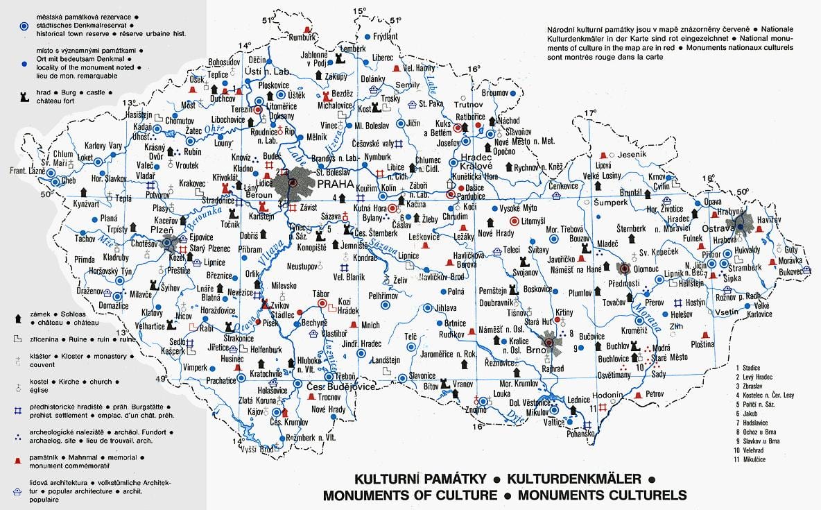 Памятники Чехии на карте