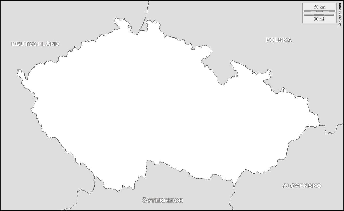 Контурная карта Чехии