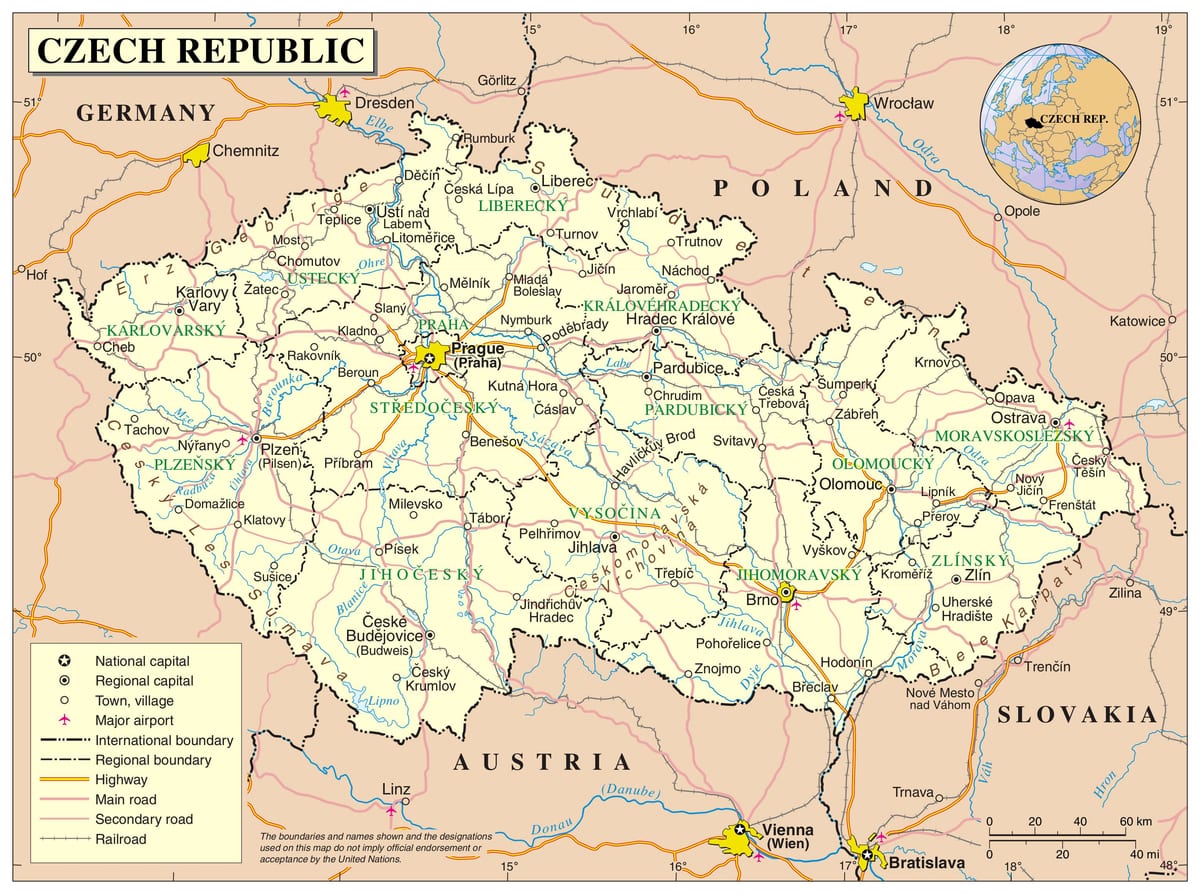 карта Чехии