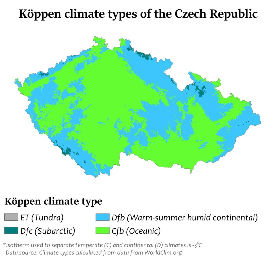 Климатическая карта Чехии
