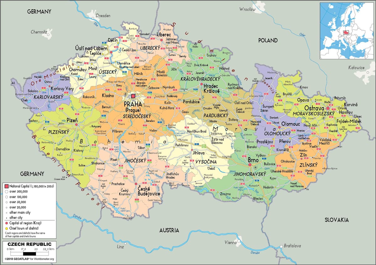 политическая карта Чехии