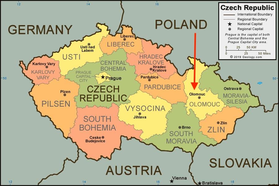 карта оломоуц, Чешская Республика