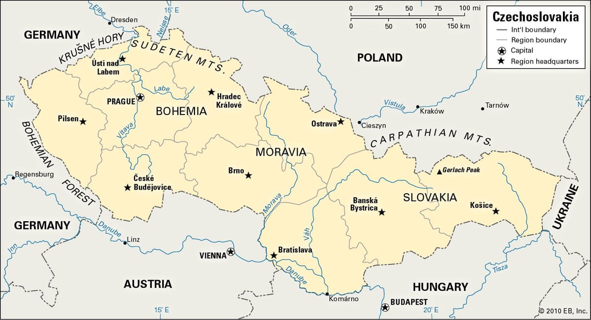 карта старая Чехословакия
