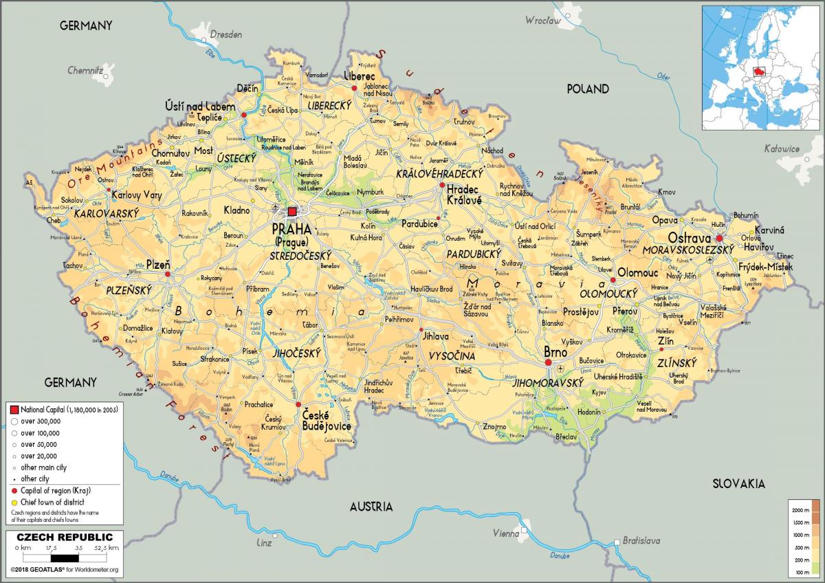 карта Австрии и Чехии