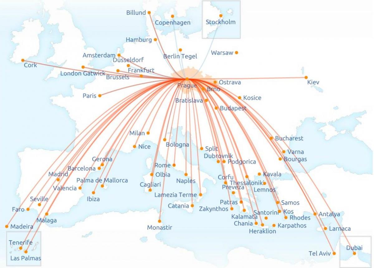 карта чешские авиалинии маршрут