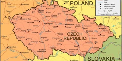 Карта Чехии и соседних стран