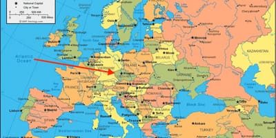 Карта Чехии в Европе