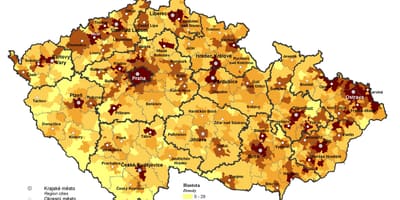 Чехия карте населения
