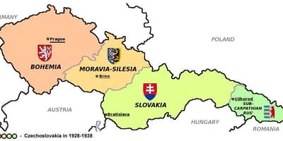 Карта Чехословакии 1938