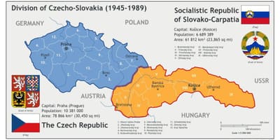 Карта Чехословакии 1945