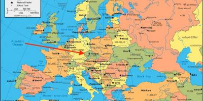Карта Чехии в Европе